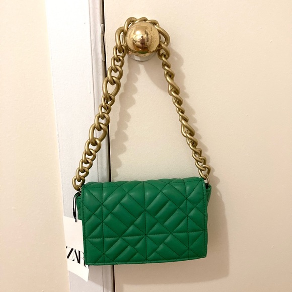 Bags Zara Quilted Shoulder Bag With Gold Chain Poshmark